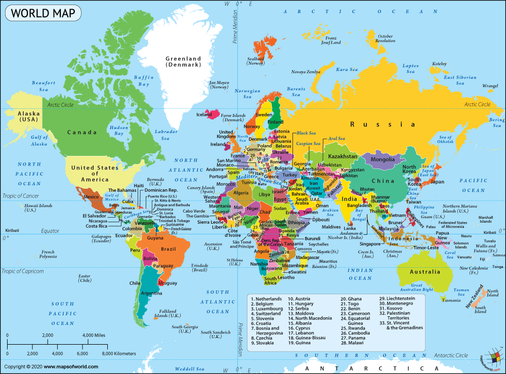 Names of all Countries in the World, Capitals, and Currency Name